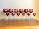 12 Bohemian Crystal Cranberry Ruby Red Cut to Clear Wine Goblets & Cordials NR