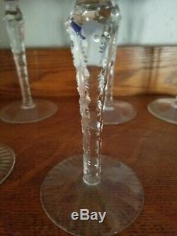 12 Bohemian Crystal Cut To Clear Multicolored Wine Hock Goblets