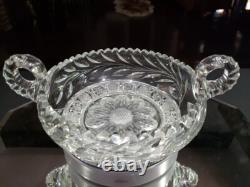 12 Caboret Two Handled Bowl -Antique American Brilliant Cut Glass Crystal nice