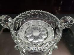 12 Caboret Two Handled Bowl -Antique American Brilliant Cut Glass Crystal nice