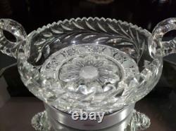 12 Caboret Two Handled Bowl -Antique American Brilliant Cut Glass Crystal nice