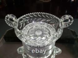 12 Caboret Two Handled Bowl -Antique American Brilliant Cut Glass Crystal nice