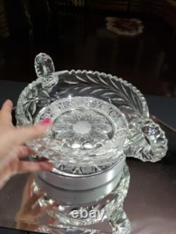12 Caboret Two Handled Bowl -Antique American Brilliant Cut Glass Crystal nice