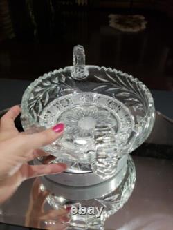 12 Caboret Two Handled Bowl -Antique American Brilliant Cut Glass Crystal nice