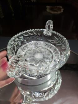 12 Caboret Two Handled Bowl -Antique American Brilliant Cut Glass Crystal nice