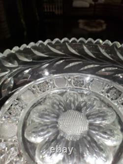 12 Caboret Two Handled Bowl -Antique American Brilliant Cut Glass Crystal nice