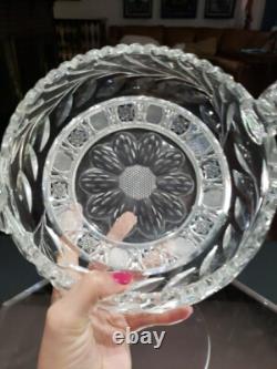 12 Caboret Two Handled Bowl -Antique American Brilliant Cut Glass Crystal nice