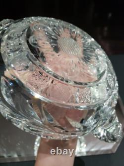 12 Caboret Two Handled Bowl -Antique American Brilliant Cut Glass Crystal nice