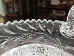 12 Caboret Two Handled Bowl -Antique American Brilliant Cut Glass Crystal nice