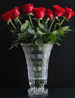 12 Exclusive Crystal Glass Flower Vase, Bohemia Crystal Hand Cut Queen Lace