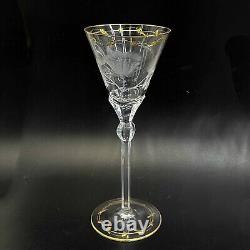 12 Moser Czech Cut Crystal Gilt Glass Water Goblets in Paula
