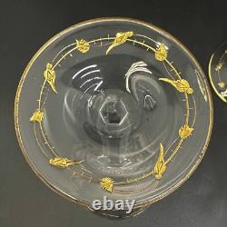 12 Moser Czech Cut Crystal Gilt Glass Water Goblets in Paula