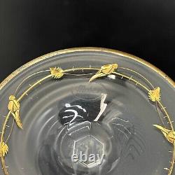 12 Moser Czech Cut Crystal Gilt Glass Water Goblets in Paula