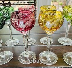 12 Nachtmann Traube Cut To Clear Crystal Wine Goblets 7 Tall Various Colors