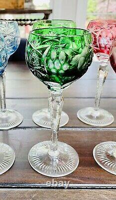 12 Nachtmann Traube Cut To Clear Crystal Wine Goblets 7 Tall Various Colors