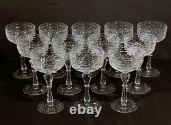 12 ROCK SHARPE KYBER Intaglio Cut Crystal 6 3/4 Tall Champagne Coupe Glasses