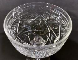 12 ROCK SHARPE KYBER Intaglio Cut Crystal 6 3/4 Tall Champagne Coupe Glasses