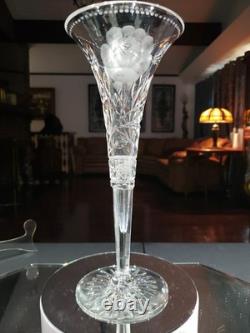 12 Trumpet Vase American Brilliant Cut Glass Crystal Signed Sinclaire Rose