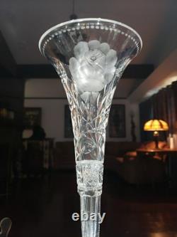 12 Trumpet Vase American Brilliant Cut Glass Crystal Signed Sinclaire Rose
