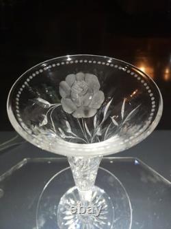 12 Trumpet Vase American Brilliant Cut Glass Crystal Signed Sinclaire Rose