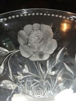 12 Trumpet Vase American Brilliant Cut Glass Crystal Signed Sinclaire Rose