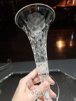 12 Trumpet Vase American Brilliant Cut Glass Crystal Signed Sinclaire Rose