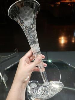 12 Trumpet Vase American Brilliant Cut Glass Crystal Signed Sinclaire Rose