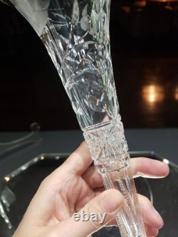 12 Trumpet Vase American Brilliant Cut Glass Crystal Signed Sinclaire Rose