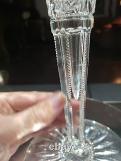 12 Trumpet Vase American Brilliant Cut Glass Crystal Signed Sinclaire Rose