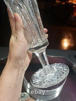 12 VASE Trumpet American Brilliant Period Cut Glass Crystal Prisms & Hobstars