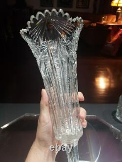12 VASE Trumpet American Brilliant Period Cut Glass Crystal Prisms & Hobstars