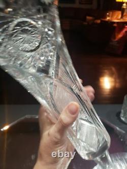 12 VASE Trumpet American Brilliant Period Cut Glass Crystal Prisms & Hobstars
