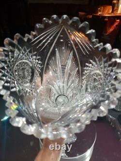 12 VASE Trumpet American Brilliant Period Cut Glass Crystal Prisms & Hobstars