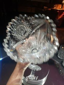 12 VASE Trumpet American Brilliant Period Cut Glass Crystal Prisms & Hobstars