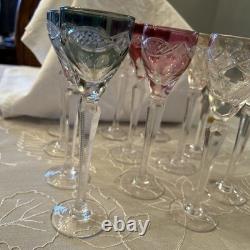 (12) VINTAGE CUT TO CLEAR FLASH IRIDESCENT CRYSTAL WINE Drinks 7.25 Tall X 2