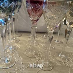 (12) VINTAGE CUT TO CLEAR FLASH IRIDESCENT CRYSTAL WINE Drinks 7.25 Tall X 2
