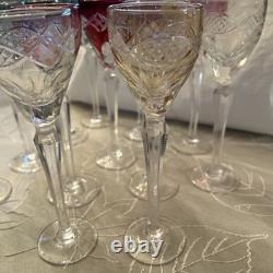 (12) VINTAGE CUT TO CLEAR FLASH IRIDESCENT CRYSTAL WINE Drinks 7.25 Tall X 2