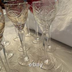 (12) VINTAGE CUT TO CLEAR FLASH IRIDESCENT CRYSTAL WINE Drinks 7.25 Tall X 2