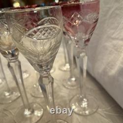 (12) VINTAGE CUT TO CLEAR FLASH IRIDESCENT CRYSTAL WINE Drinks 7.25 Tall X 2