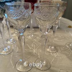 (12) VINTAGE CUT TO CLEAR FLASH IRIDESCENT CRYSTAL WINE Drinks 7.25 Tall X 2