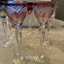(12) VINTAGE CUT TO CLEAR FLASH IRIDESCENT CRYSTAL WINE Drinks 7.25 Tall X 2