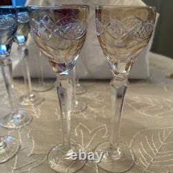(12) VINTAGE CUT TO CLEAR FLASH IRIDESCENT CRYSTAL WINE Drinks 7.25 Tall X 2