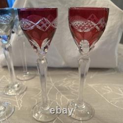(12) VINTAGE CUT TO CLEAR FLASH IRIDESCENT CRYSTAL WINE Drinks 7.25 Tall X 2
