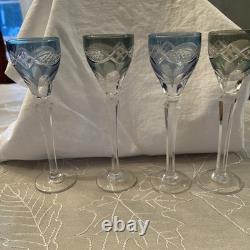 (12) VINTAGE CUT TO CLEAR FLASH IRIDESCENT CRYSTAL WINE Drinks 7.25 Tall X 2