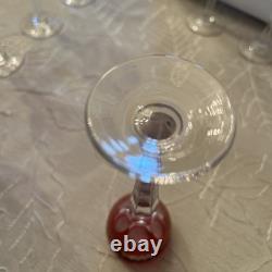 (12) VINTAGE CUT TO CLEAR FLASH IRIDESCENT CRYSTAL WINE Drinks 7.25 Tall X 2