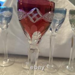 (12) VINTAGE CUT TO CLEAR FLASH IRIDESCENT CRYSTAL WINE Drinks 7.25 Tall X 2