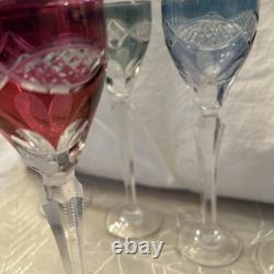 (12) VINTAGE CUT TO CLEAR FLASH IRIDESCENT CRYSTAL WINE Drinks 7.25 Tall X 2