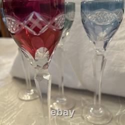 (12) VINTAGE CUT TO CLEAR FLASH IRIDESCENT CRYSTAL WINE Drinks 7.25 Tall X 2