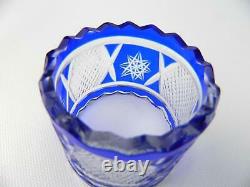 (12) Vintage Cut to Clear Cobalt Blue Glass Hand Made Crystal Napkin Rings