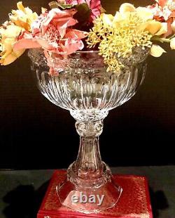 13.5 Crystal Bowl on Corinthian Column Flower / Fruit Compote Bowl Vintage